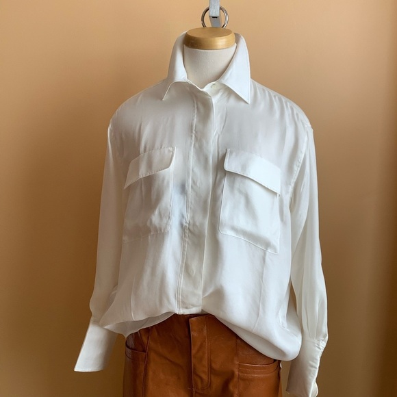 GANT Eggshell Relaxed Flap Pocket Dagger Collar Shirt Size 6 - Picture 3 of 15
